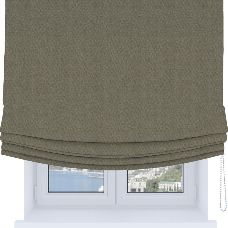 Римская штора Soft с мягкими складками, ткань блэкаут с блеском графитовый