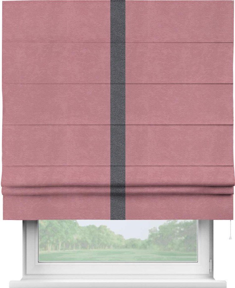 Римская штора «Кортин» с кантом Хайвэй, для проема, ткань софт однотонный розовый