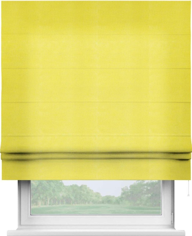 Римская штора «Кортин» для проема, ткань вельвет светло-желтый