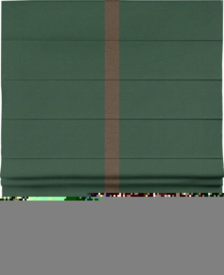 Римская штора «Кортин» с кантом Хайвэй, для проема, ткань лён димаут, тёмно-зелёный
