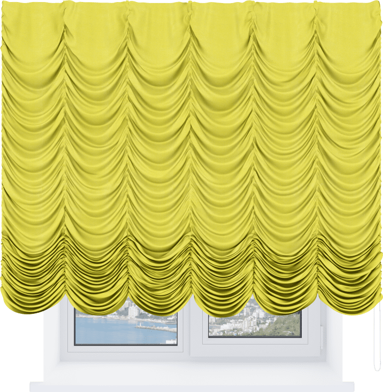 Французская штора «Кортин», вельвет светло-желтый