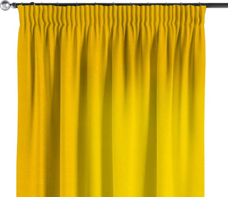 Комплект штор канвас желтый, на тесьме «Карандаш»