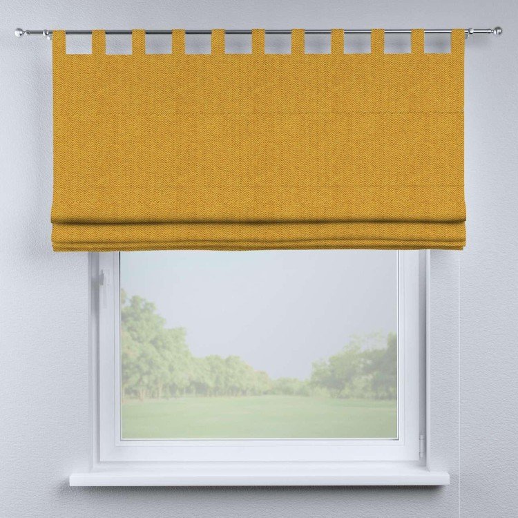 Римская штора на петлях «Кортин», ткань твид блэкаут, медово-желтый