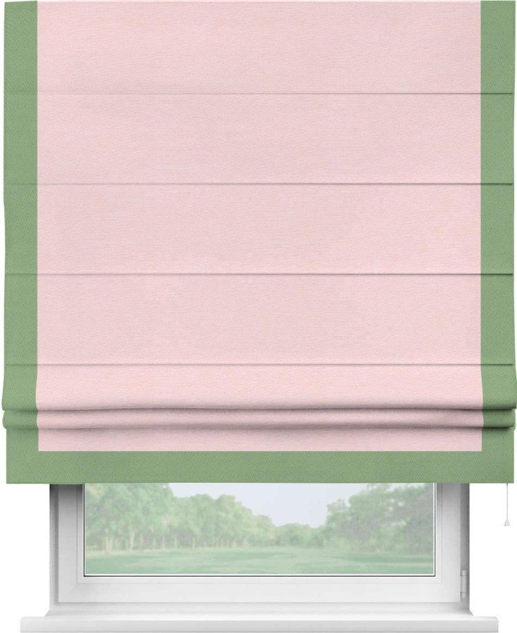 Римская штора «Кортин» с кантом Виктория, для проема, ткань блэкаут однотонный розовый