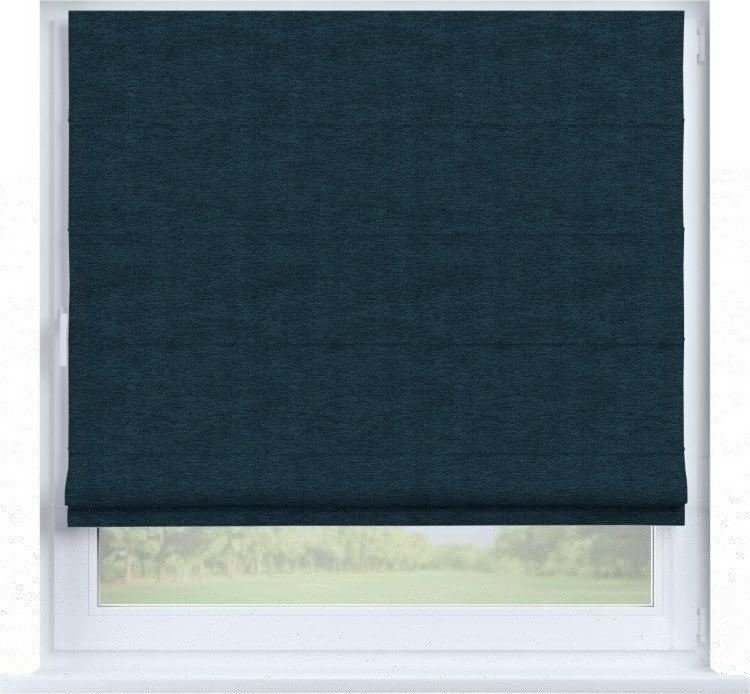 Римская штора «Кортин» на створку, ткань твид блэкаут, глубокий синий