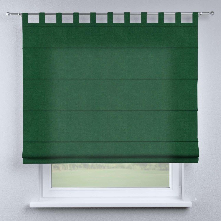 Римская штора на петлях «Кортин», ткань вельвет зеленый