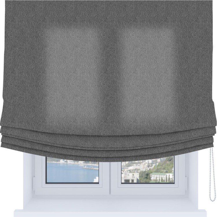 Римская штора Soft с мягкими складками, ткань софт однотонный серый