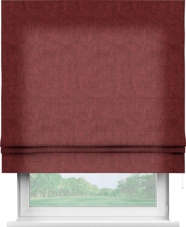 Римская штора для проема, ткань лён кашемир бордовый