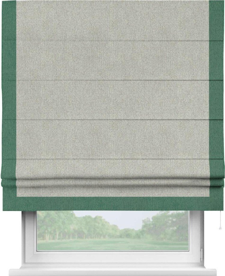 Римская штора «Кортин» с кантом Виктория, для проема, ткань твид блэкаут, коричнево-серый