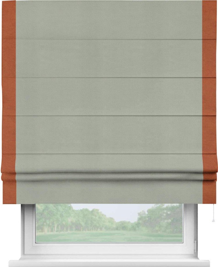 Римская штора «Кортин» с кантом Стрим Дуо, для проема, ткань вельвет светло-серый