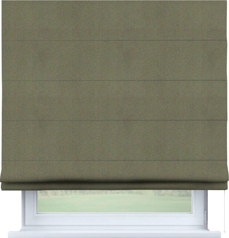 Римская штора «Кортин» для проема, ткань блэкаут однотонный, серо-коричневый