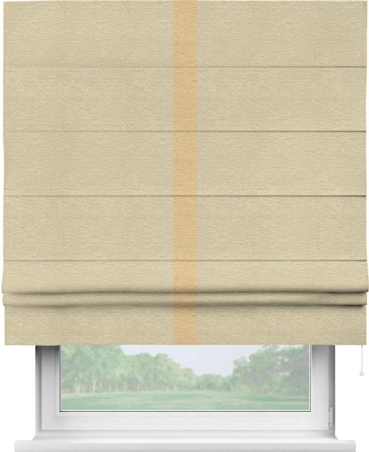 Римская штора «Кортин» с кантом Хайвэй, для проема, ткань софт однотонный светло-бежевый