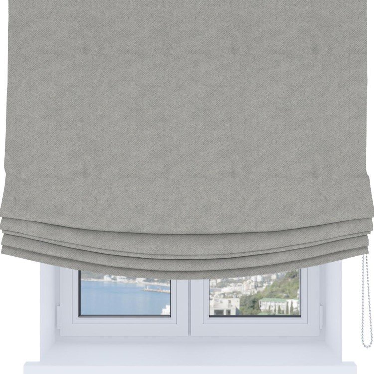 Римская штора Soft с мягкими складками, ткань блэкаут с блеском тёмно-серый
