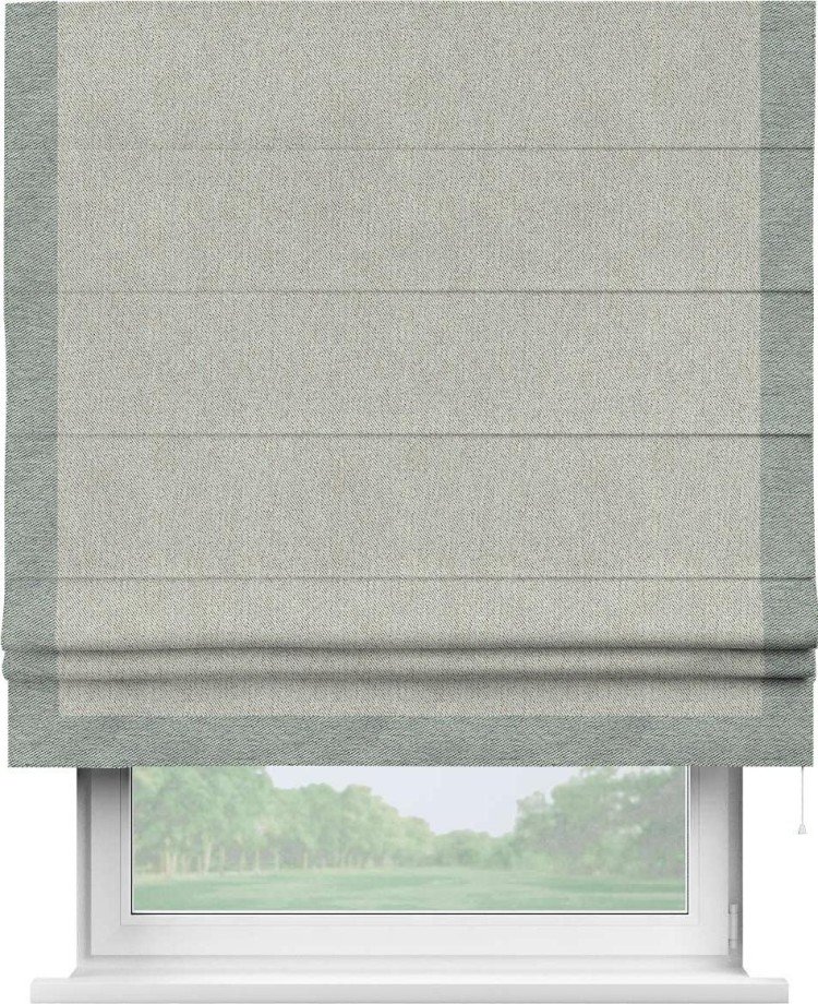 Римская штора «Кортин» с кантом Виктория, для проема, ткань твид блэкаут, коричнево-серый