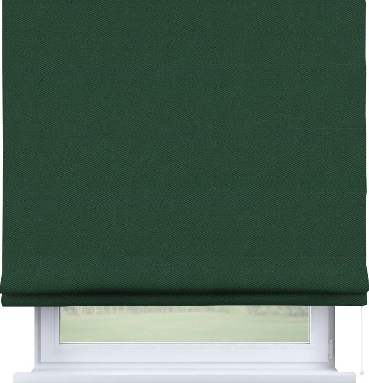 Римская штора «Кортин» для проема, ткань лён димаут, тёмно-зелёный