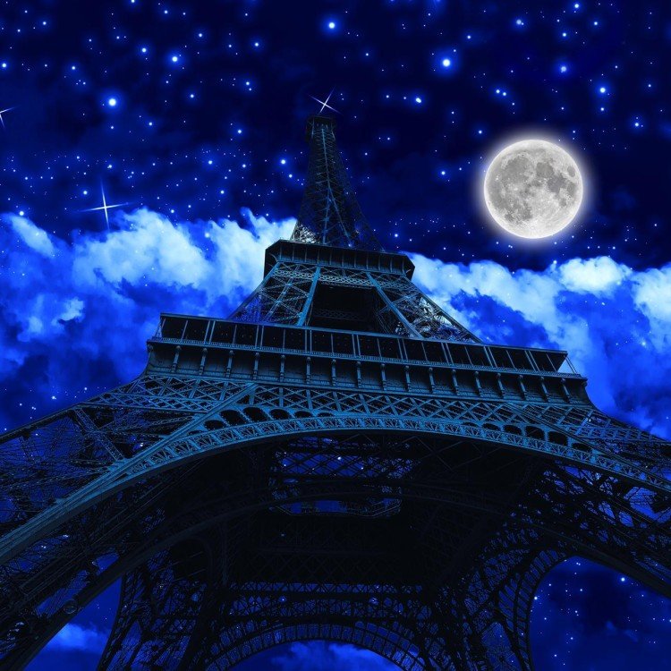 Римская штора «Кортин» день-ночь «Ночь в Париже»