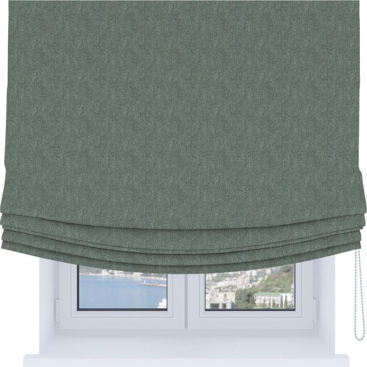 Римская штора Soft с мягкими складками, ткань лён димаут серый