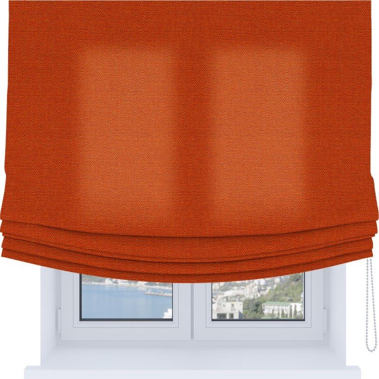 Римская штора Soft с мягкими складками, ткань лён терракотовый
