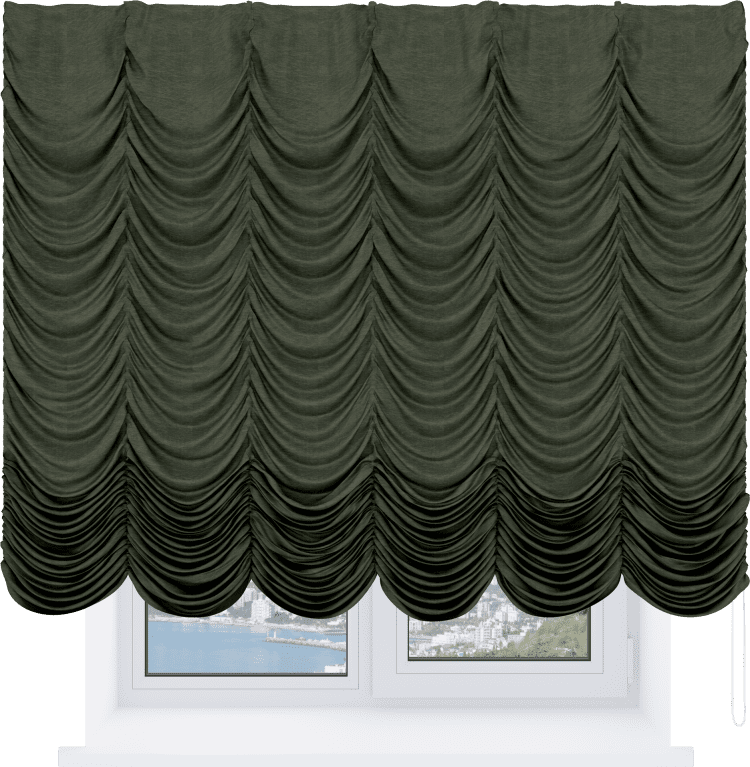 Французская штора «Кортин», софт однотонный зелёный