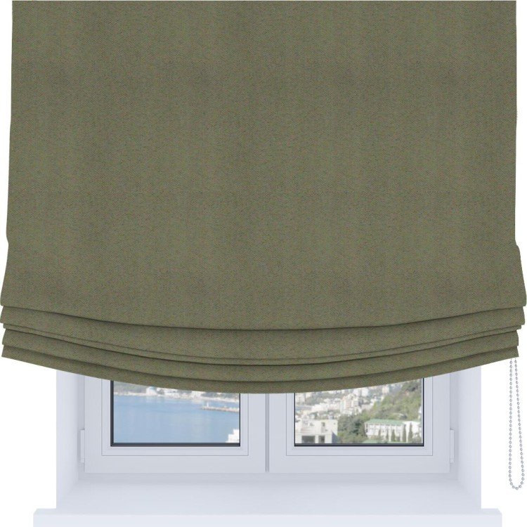 Римская штора Soft с мягкими складками, ткань блэкаут однотонный серо-коричневый