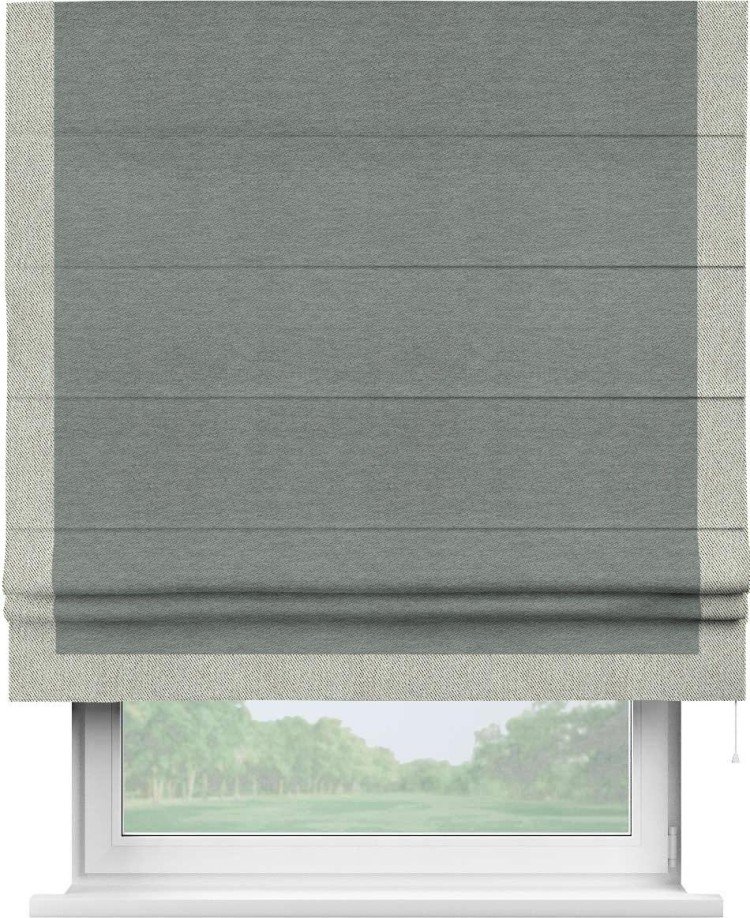 Римская штора «Кортин» с кантом Виктория, для проема, ткань твид блэкаут, серый