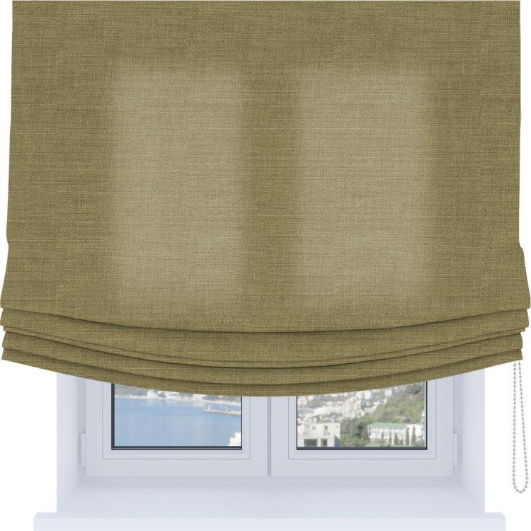 Римская штора Soft с мягкими складками, ткань лён цвет коричневый