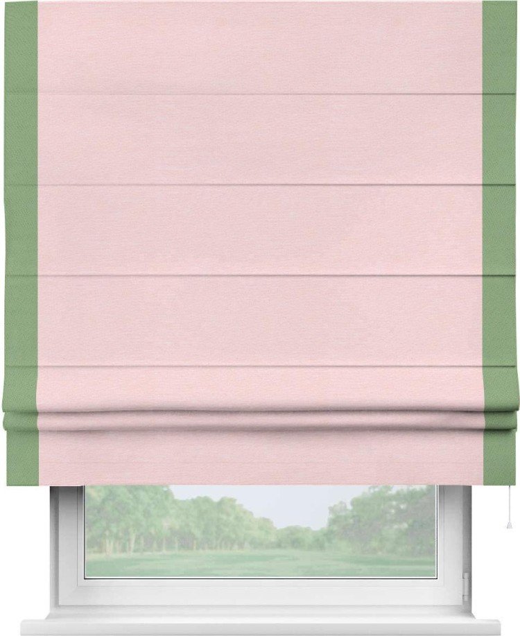 Римская штора «Кортин» с кантом Стрим Дуо, для проема, ткань блэкаут однотонный розовый