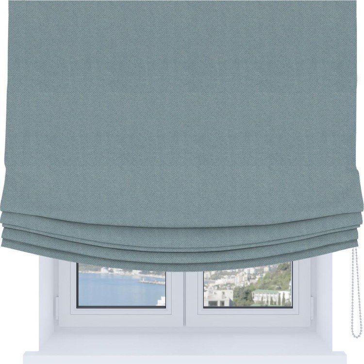 Римская штора Soft с мягкими складками, ткань блэкаут с блеском синий