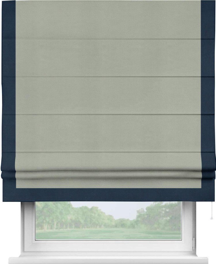 Римская штора «Кортин» с кантом Виктория, для проема, ткань вельвет светло-серый